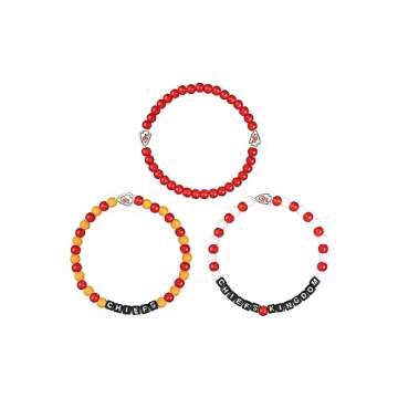 FOCO Unisex Adult NFL Team Logo Officially Licensed 3-Pack Beaded Friendship Bracelet, Beads
