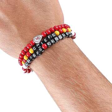 FOCO Unisex Adult NFL Team Logo Officially Licensed 3-Pack Beaded Friendship Bracelet, Beads