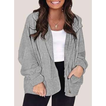 Eytino Women Plus Size Jackets Long Sleeve Full Zip Up Sweatshirts Casual Comfy Fall Outfits Winter ...