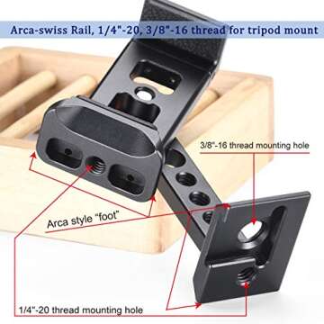 Metal Phone Tripod Mount Adapter - Fits Any Smartphone, Arca Dovetail Quick Release Base, 1/4"-20 Screw Hole,2 Cold Shoe Interface, 360° Rotatable