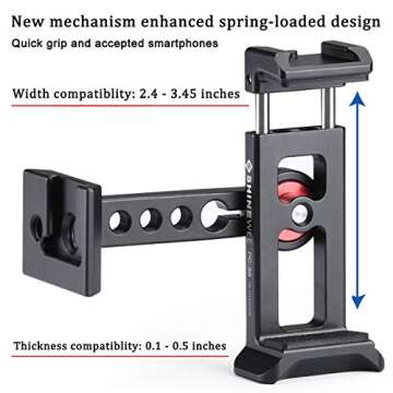 Metal Phone Tripod Mount Adapter - Fits Any Smartphone, Arca Dovetail Quick Release Base, 1/4"-20 Screw Hole,2 Cold Shoe Interface, 360° Rotatable