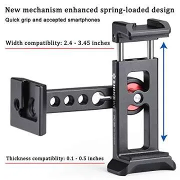 Metal Phone Tripod Mount Adapter - Fits Any Smartphone, Arca Dovetail Quick Release Base, 1/4"-20 Screw Hole,2 Cold Shoe Interface, 360° Rotatable