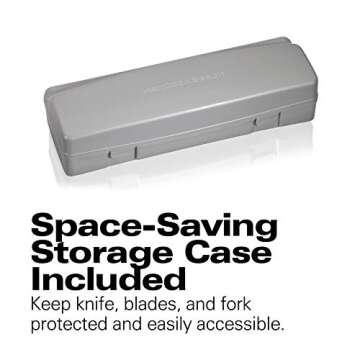 Hamilton Beach Electric Knife Set for Carving Meats, Poultry, Bread, Crafting Foam & More, Reciprocating Serrated Stainless Steel Blades, Ergonomic Design Storage Case + Fork Included, 5Ft Cord, White