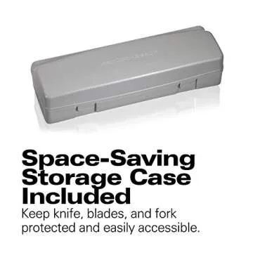 Hamilton Beach Electric Knife Set for Carving Meats, Poultry, Bread, Crafting Foam & More, Reciprocating Serrated Stainless Steel Blades, Ergonomic Design Storage Case + Fork Included, 5Ft Cord, White