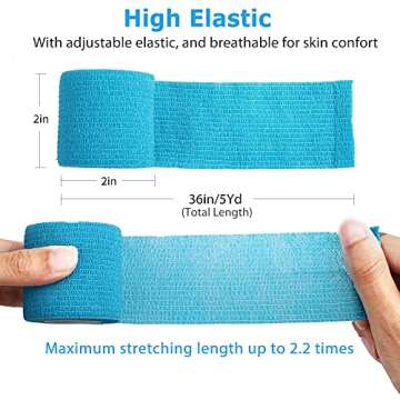 LotFancy Self Adhesive Bandage Wrap, 10 Pack, 2" x 5 Yards, Breathable Sports Tape, First Aid Medical Tape for Wrist, Ankle Sprains & Swelling, Assorted Color