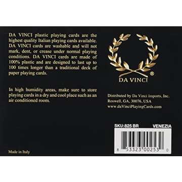 DA VINCI Venezia, Italian 100% Plastic Playing Cards, 2-Deck Set, Bridge Size Regular Index