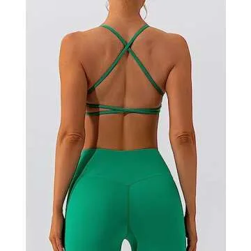 ABOCIW Workout Sets for Women Sexy Twist Front Cross Cross Back Sports Bra High Waist Biker Shorts 2...