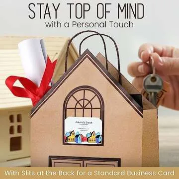 Welcome Home Bags - House-Shaped Gift Bags for New Home Gifts - House Warming Gifts New Home, Real Estate Agent Supplies, Closing Gifts for Home Buyers - Housewarming Gifts for New House - Large 5 Pk