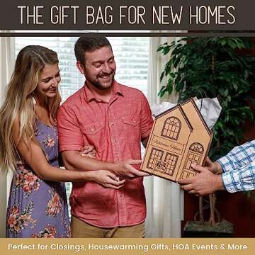 Welcome Home Bags - House-Shaped Gift Bags for New Home Gifts - House Warming Gifts New Home, Real Estate Agent Supplies, Closing Gifts for Home Buyers - Housewarming Gifts for New House - Large 5 Pk