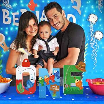 Gone Fishing Large One Letter Sign First Birthday The Big One Decoration Ideas O-Fishally One Party Cake Smash Mache Photo Prop Supplies