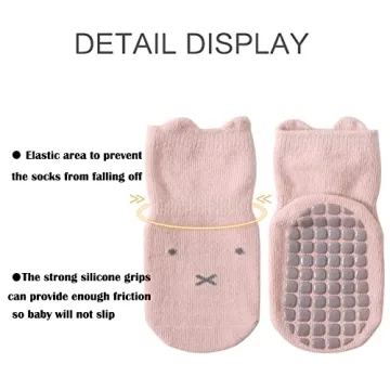 Exegawe Toddler Non-Slip Socks with Grips - 5 Pairs