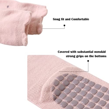 Exegawe Toddler Non-Slip Socks with Grips - 5 Pairs