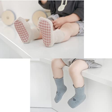 Exegawe Toddler Non-Slip Socks with Grips - 5 Pairs