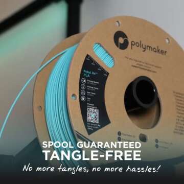 Polymaker PLA Filament, Teal 3D Printer PLA Filament 1.75mm 1kg - PolyLite 3D Printing PLA Filament,...