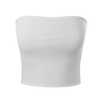 MixMatchy Women's Double Layered Bandeau Bra Tube Top - Casual Comfort in White M