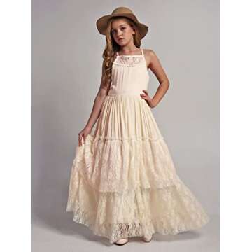 BIBIHOU Girls Toddler Tulle Backless Maxi Dress A-Line Wedding Holiday Flower Girl Dresses,8 Years