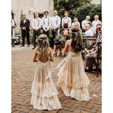 BIBIHOU Girls Toddler Tulle Backless Maxi Dress A-Line Wedding Holiday Flower Girl Dresses,8 Years