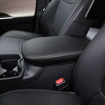 BEERTE Center Console Covers Car Armrest Box Fit for Toyota RAV4 2019-2023 Black Car Armrest Cover Scratch-Resistant Auto Center Console Pad