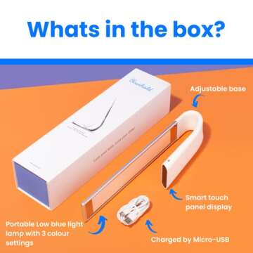 Oculamp by Ocushield Eye Safe Anti Blue Light Desk Lamp, Portable with Touchpad, Dimmable with 3X Color Settings, USB Charging with 20 Hours of Light (Silver)