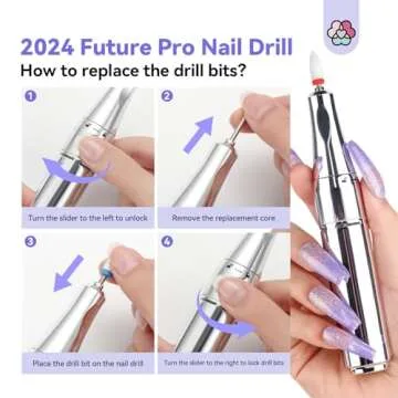 SAVILAND Electric Nail Drill Professional: 2024 Pro Future Tech 40000RPM Nail Drill Kit E File for Acrylic Nails Gel Polish Rechargeable 6000mAh Portable Nail Filer Drill Bits Salon Manicure Pedicure