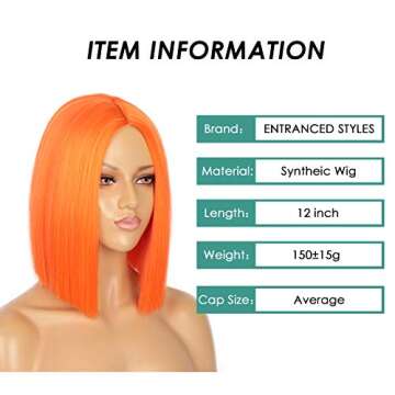Orange Short Bob Wig for Cosplay & Daily Use