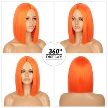 Orange Short Bob Wig for Cosplay & Daily Use