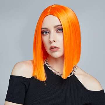 Orange Short Bob Wig for Cosplay & Daily Use