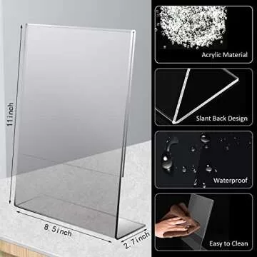 Acrylic Sign Holder 8.5 x 11 - Slant Back Design for Easy Displays (3 Pack)