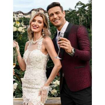 Stylish COOFANDY Floral Tuxedo Jacket for Parties