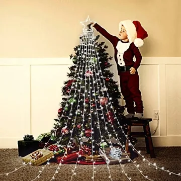 FUNIAO 320 LED Outdoor Christmas Star Lights 8 Modes Waterproof