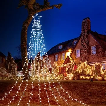 FUNIAO 320 LED Outdoor Christmas Star Lights 8 Modes Waterproof