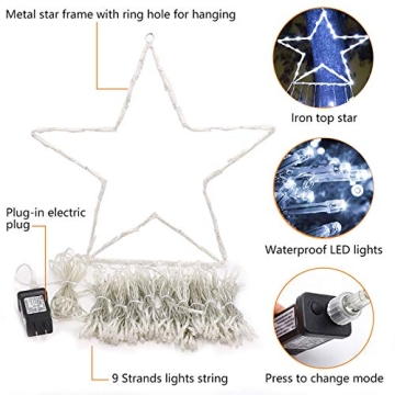 FUNIAO 320 LED Outdoor Christmas Star Lights 8 Modes Waterproof