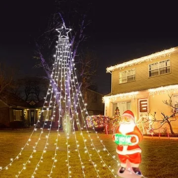 FUNIAO 320 LED Outdoor Christmas Star Lights 8 Modes Waterproof