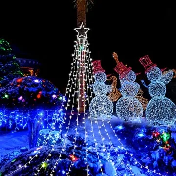 FUNIAO 320 LED Outdoor Christmas Star Lights 8 Modes Waterproof