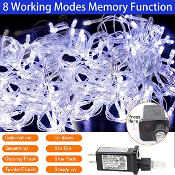 FUNIAO 320 LED Outdoor Christmas Star Lights 8 Modes Waterproof