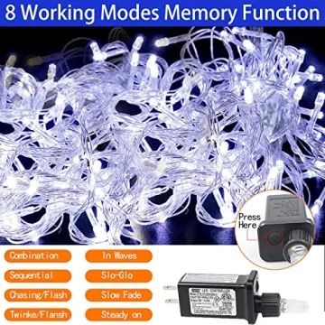 FUNIAO 320 LED Outdoor Christmas Star Lights 8 Modes Waterproof