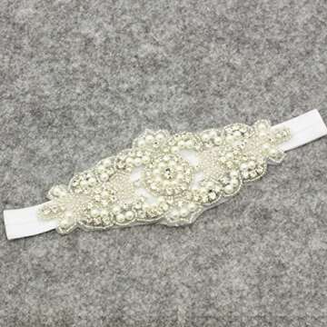 Baptism Headband for Toddler Baby Girl White Rhinestone Headband Accessories (White, 6 Months - 2 Years old)