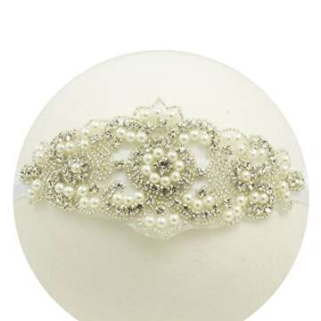 Baptism Headband for Toddler Baby Girl White Rhinestone Headband Accessories (White, 6 Months - 2 Years old)