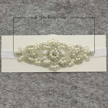 Baptism Headband for Toddler Baby Girl White Rhinestone Headband Accessories (White, 6 Months - 2 Years old)