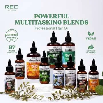 Red by Kiss Organic Vegan Hair Oil Blend for Shine & Moisture