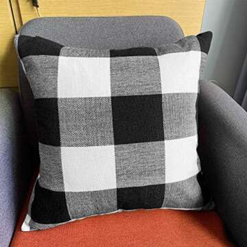 JUEYINGBAILI Throw Pillow Covers 18×18 Decorative Buffalo Check Plaid Pillow Cover - Farmhouse Christmas Square Pillowcases Set of 2 for Home Decor Sofa Bedroom Car