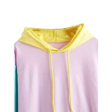 SweatyRocks Women's Color Block Hoodie Sweatshirt