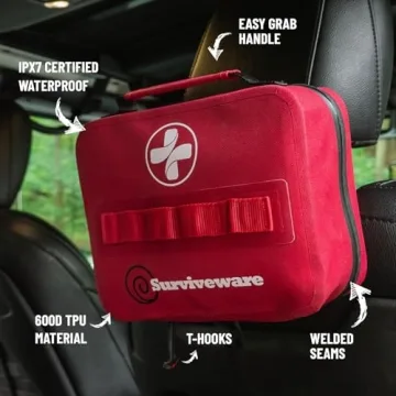 Surviveware Waterproof First Aid Kit for Travel and Emergencies