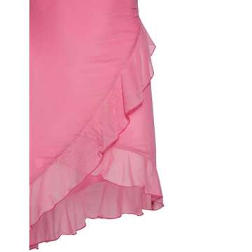 Linjianvhai Ruffle Tube Dress for Women Split Skirt Y2k Sleeveless Open Back Dress Rendezvous Dress Medium Kk- Lace Up Pink