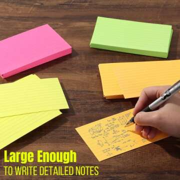 Mr. Pen Neon Study Cards - 180 Ruled Flashcards for Studying