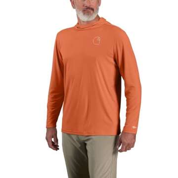 Carhartt Men's Force Sun Defender Lightweight Long-Sleeve Hooded Logo Graphic T-Shirt, Sedona Orange
