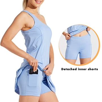 Willit Women's One Shoulder Athletic Dress with Pockets