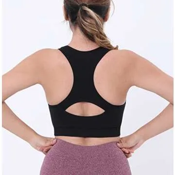 AKAMC Women's Zip Front Sports Bra for Ultimate Comfort