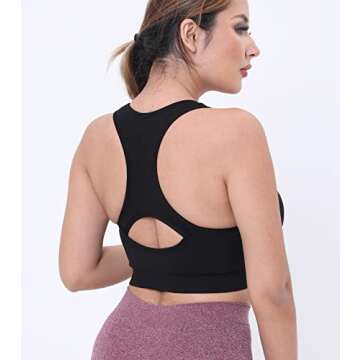 AKAMC Women's Zip Front Sports Bra Seamless Post-Surgery Bra Active Yoga Sports Bras,Large