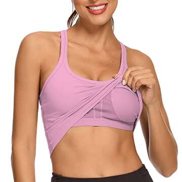 REKITA Workout Crop Tops for Women Athletic Tank Tops with Built in Bra Supportive Sports Bra